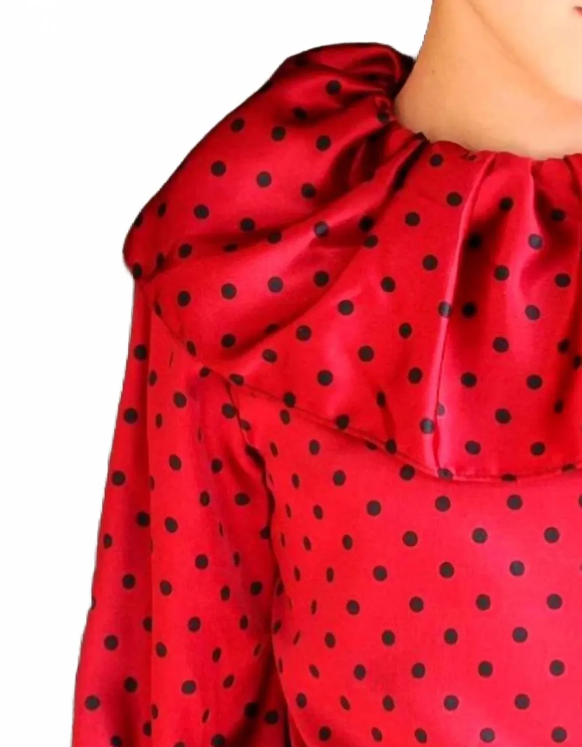 Детская блузка для девочек с длинным рукавом и принтом Polka Dot Mademoiselle Charlotte, красный — фото 2