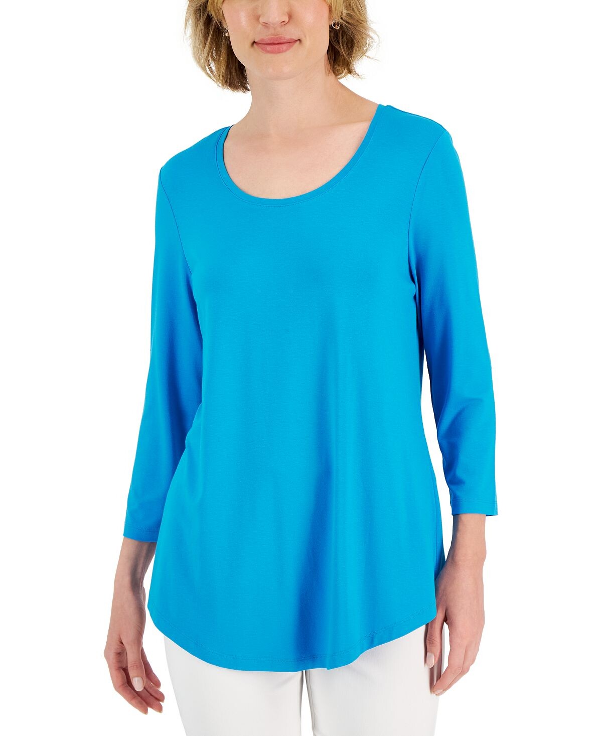 

Однотонный топ-туника с рукавами 3/4, созданный для macy's JM Collection, мульти