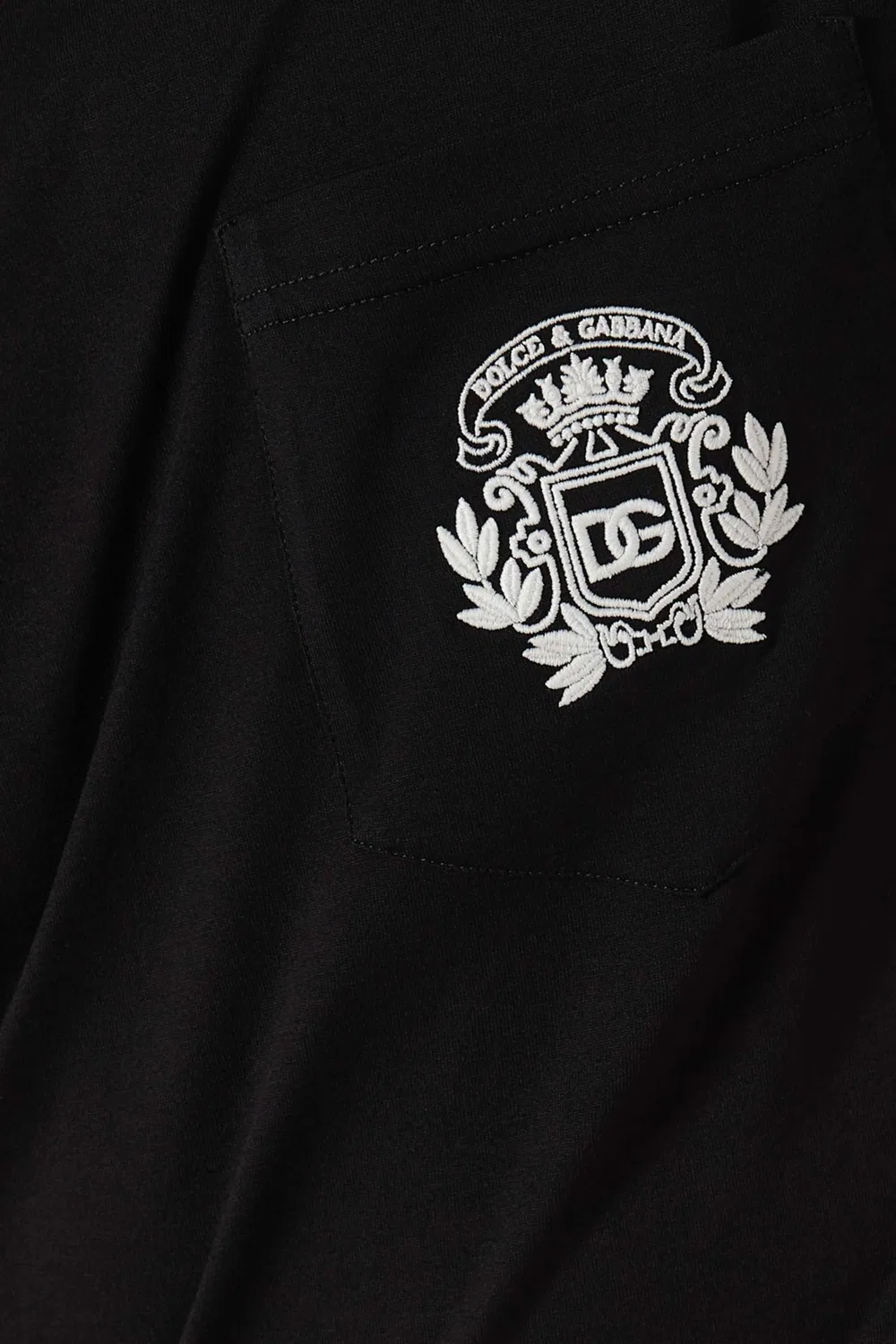 Футболка с коротким рукавом с вышитым логотипом и карманом Dolce & Gabbana, черный — фото 4