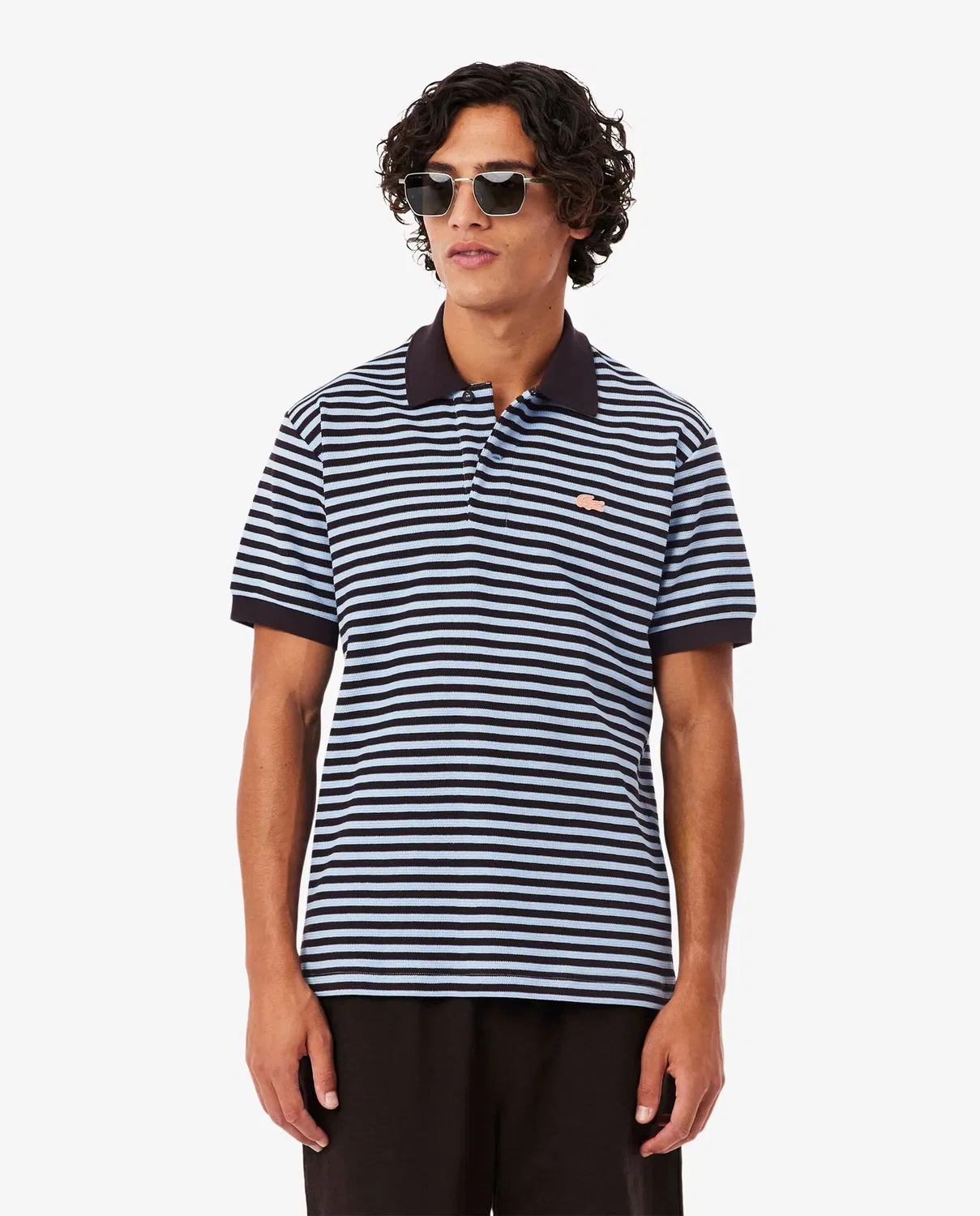 Мужское поло с полоской хлопковое Lacoste, Azul Claro