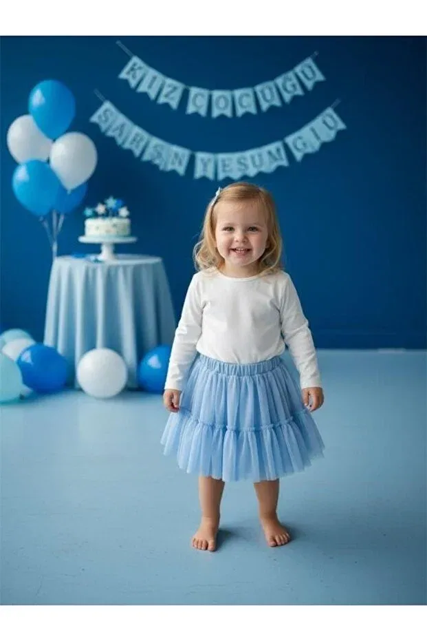 Детская юбка для девочек с эластичным поясом Zekids, Blue — фото 2