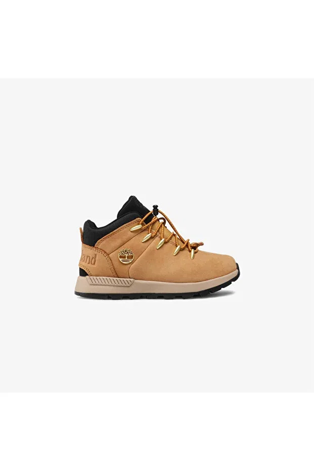 Детские ботинки для девочек на плоском ходу с коротким каблуком Sprint trekker mid miel kids mustard boots Timberland, Yellow