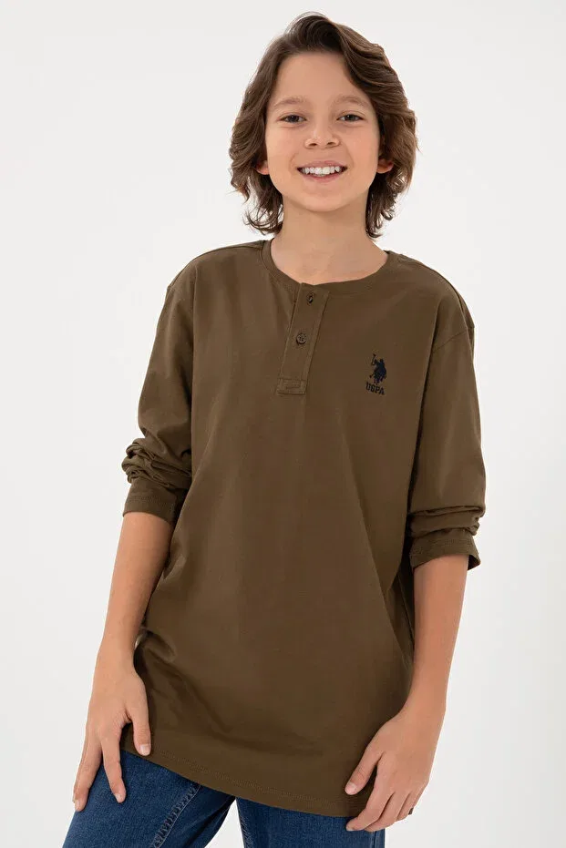 Детские свитшот для мальчиков хлопковый U.S. Polo Assn., Khaki — фото 2