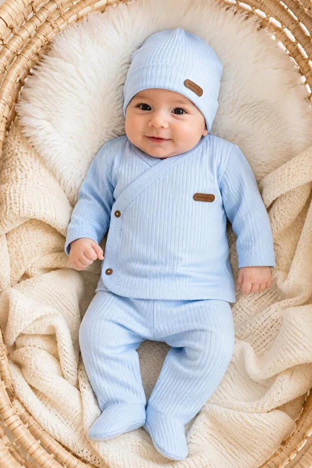 Детский комплект боди для новорожденных мальчиков хлопковый Seasonal cotton Miapolixa, Blue