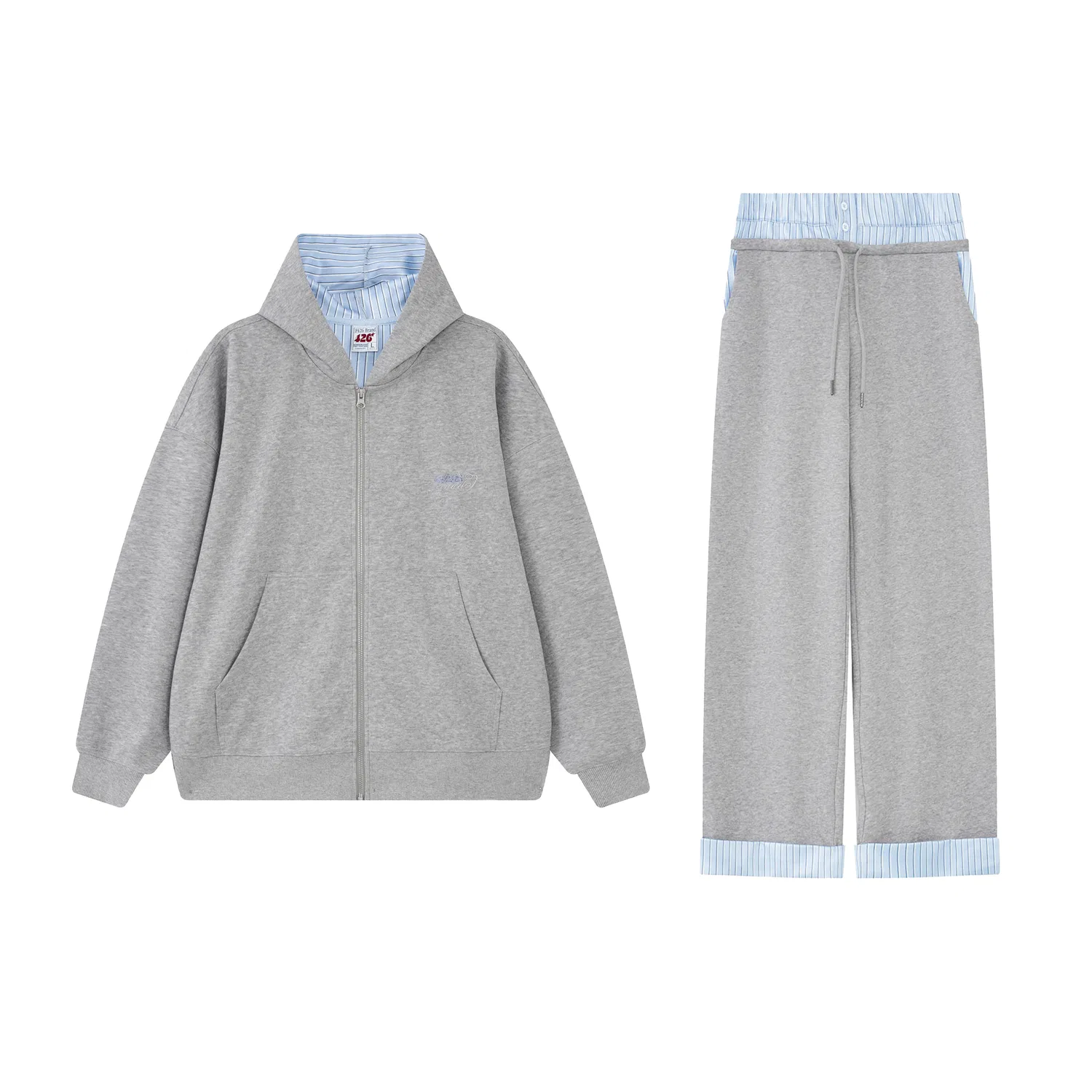 Детский комплект толстовки с капюшоном и принтом F426, Heather Gray