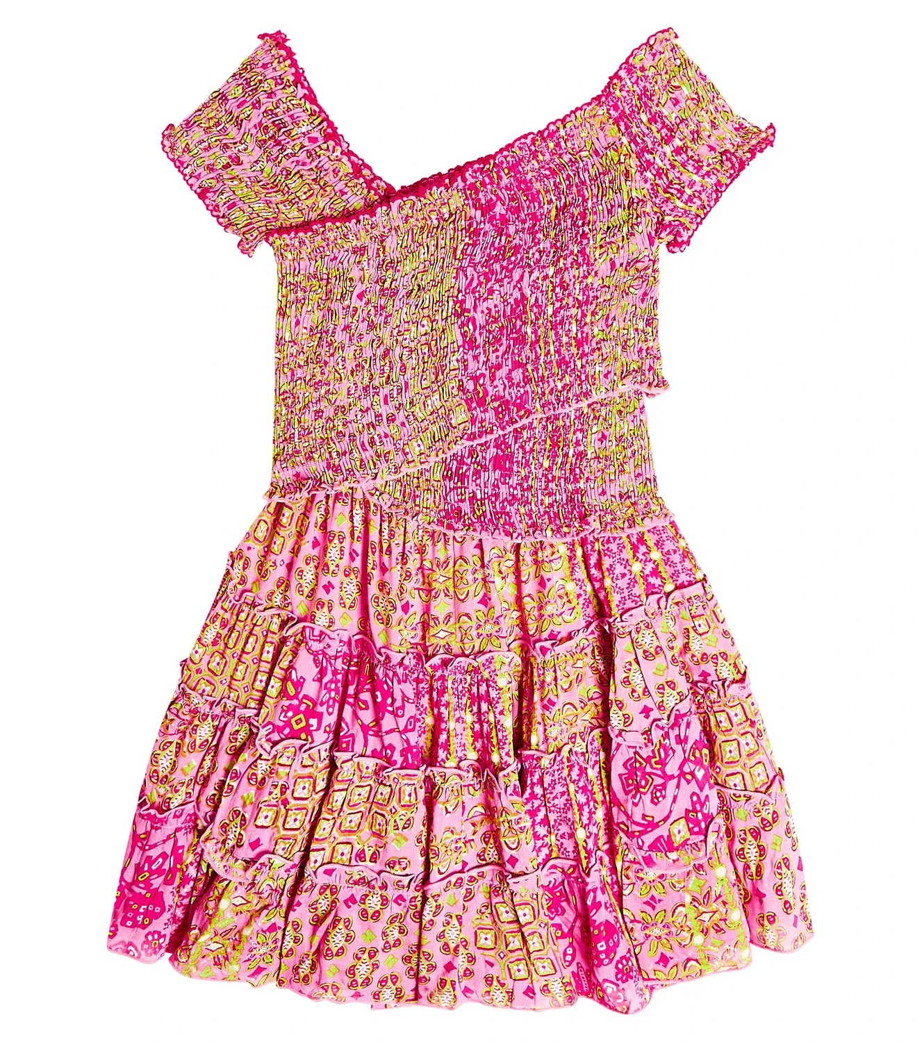 Платье с цветочным принтом Soledad Poupette St Barth Kids, розовый