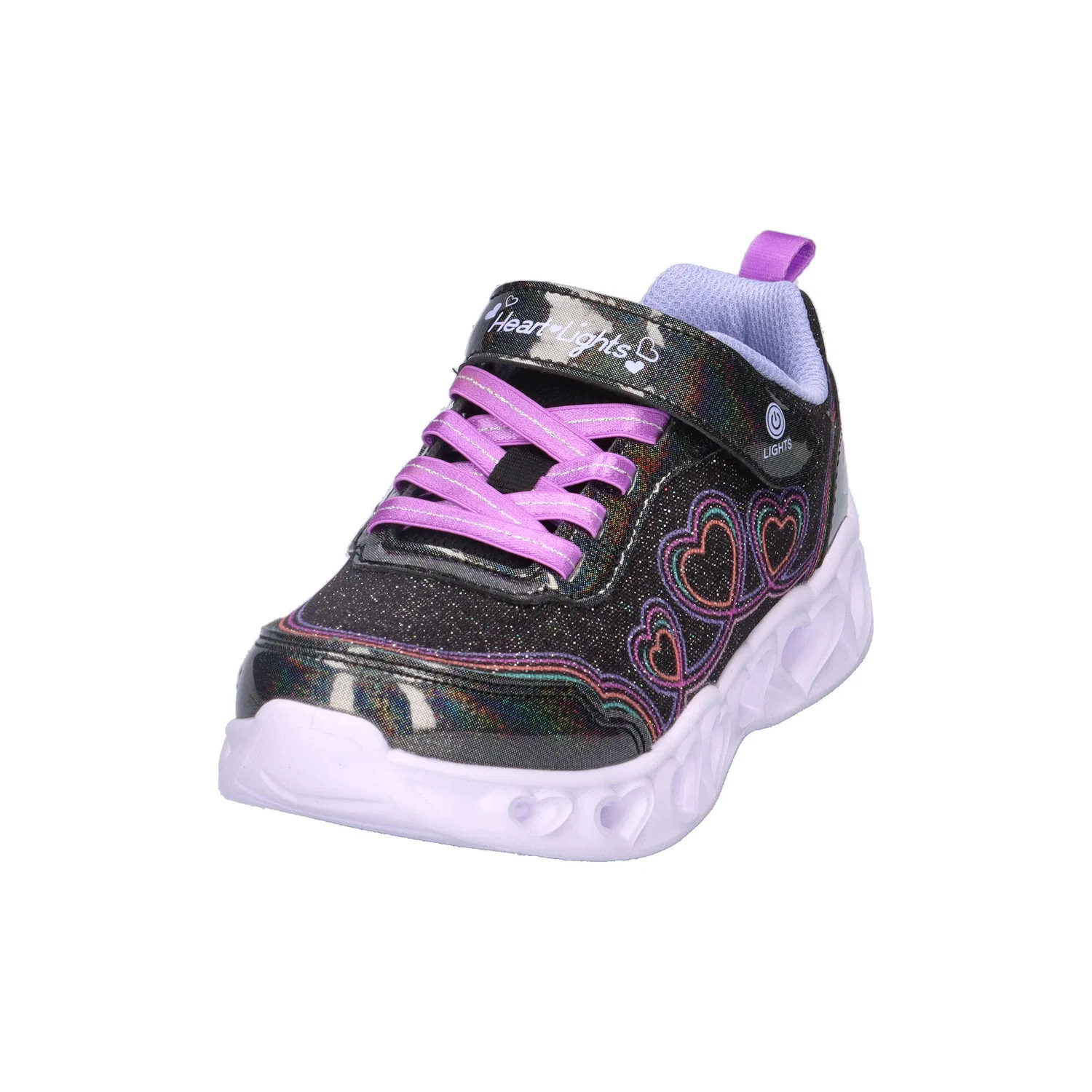 Детские кроссовки для девочек с подсветкой S-Lights Heart Lights-Bubble Love Skechers, Schwarz Rosa Schwarz — фото 4