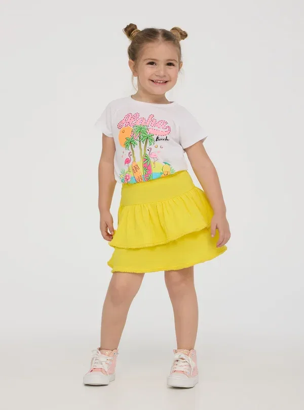 Юбка хлопковая Balze nappine - a-line skirt Terranova, желтый