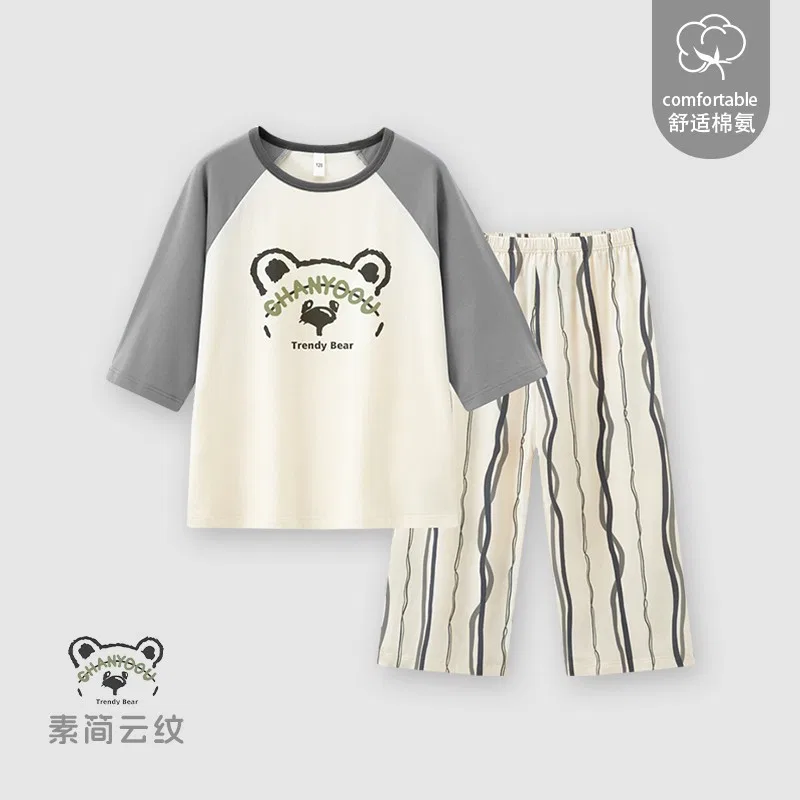 Детская пижама хлопковая с принтом Red bean, Z5007-plain simple moire — фото 4