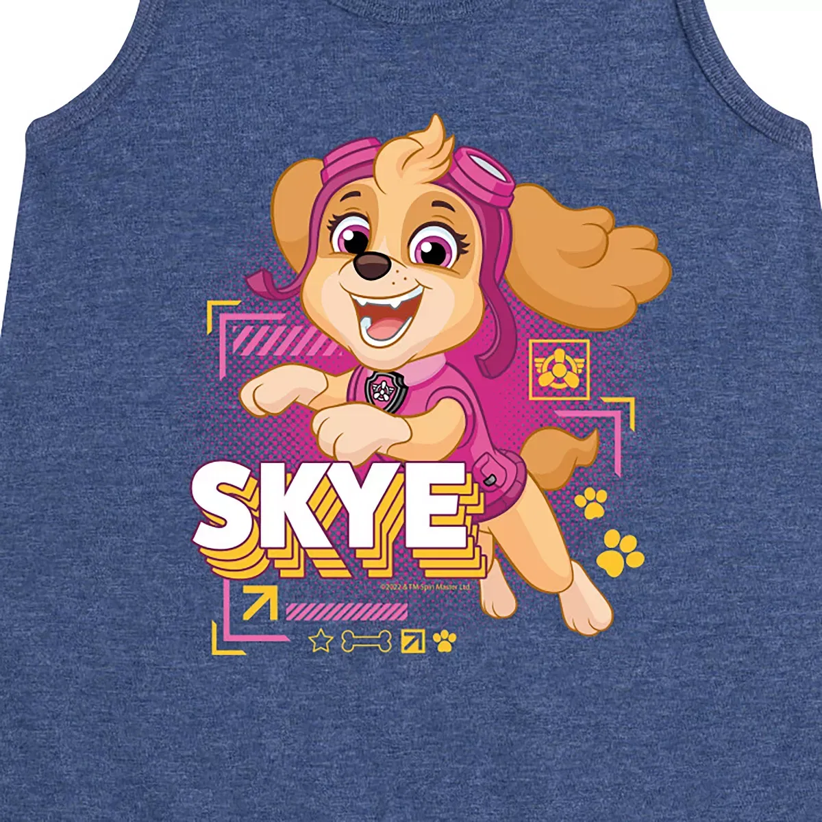 Детское платье-трапеция без рукавов с принтом Skye PAW Patrol, Heather Navy — фото 2