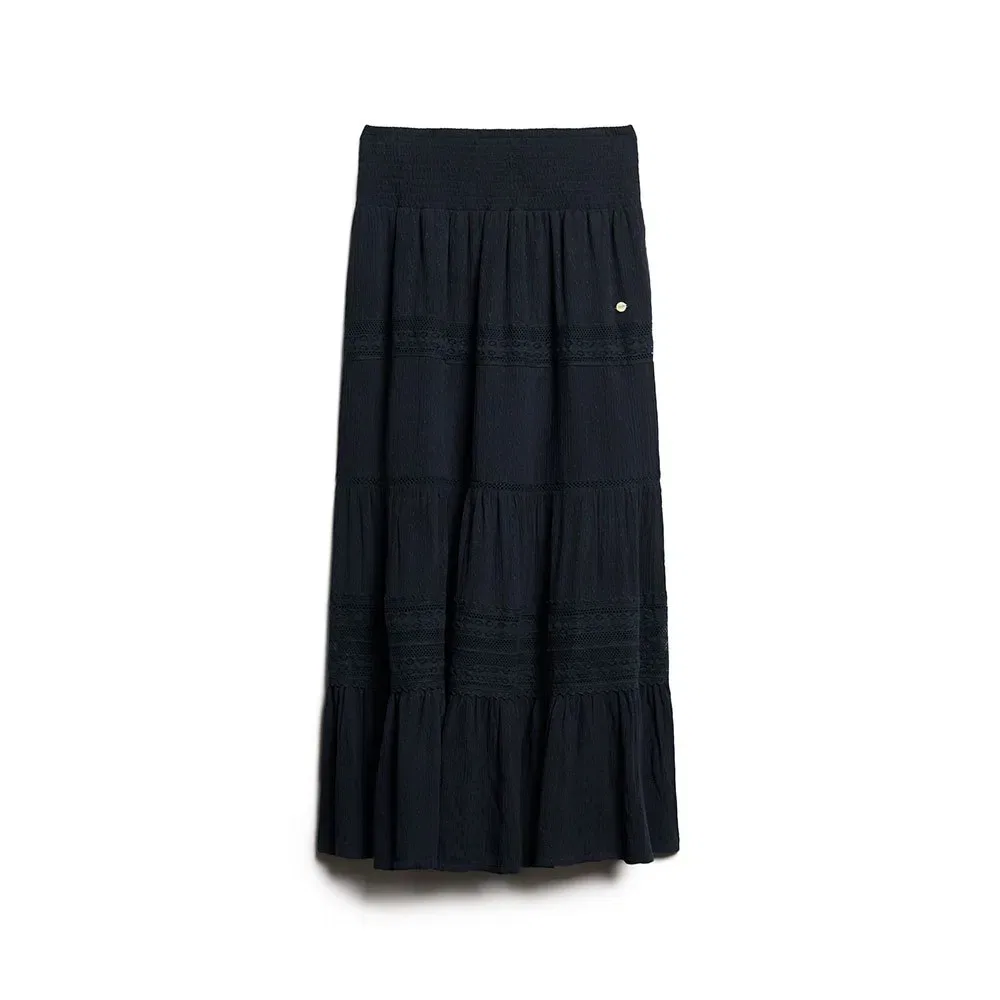 Женская длинная юбка с многоярусным дизайном Ibiza Superdry, Black — фото 3