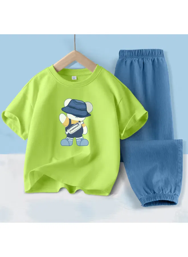 Комплект футболка с коротким рукавом и брюки джинсового вида, модель Boys' summer outfit, Jeanswest, мятный — фото 2