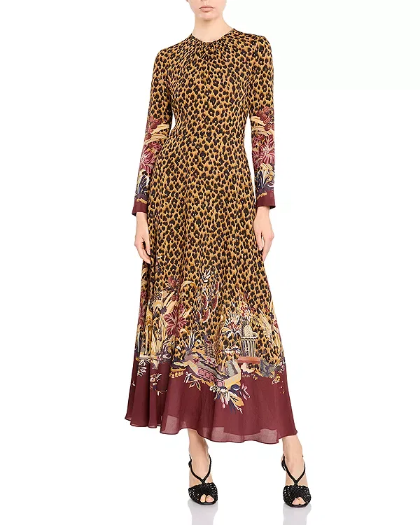 Женское платье-макси с принтом Etro, Print/Bordeaux