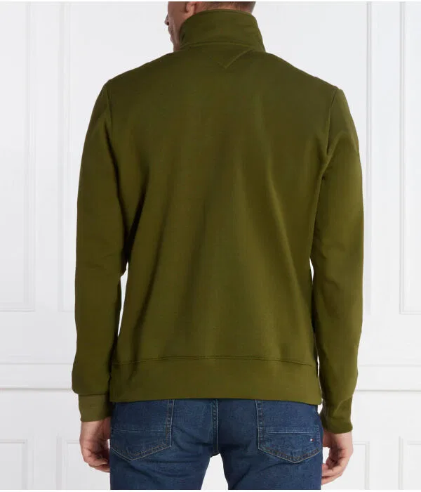 Мужская флисовая куртка с воротником-стойкой Logo Mockneck Tommy Hilfiger, Verde Oliva — фото 4