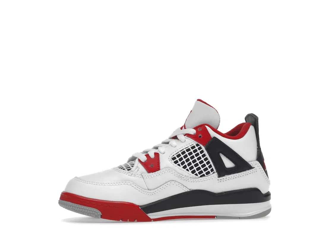 Детские кроссовки Lifestyle с принтом Jordan 4 Retro Jordan, White/Black-Tech Grey-Fire Red — фото 3