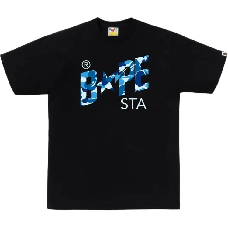 Детская футболка с принтом ABC Camo A BATHING APE, Black × Blue