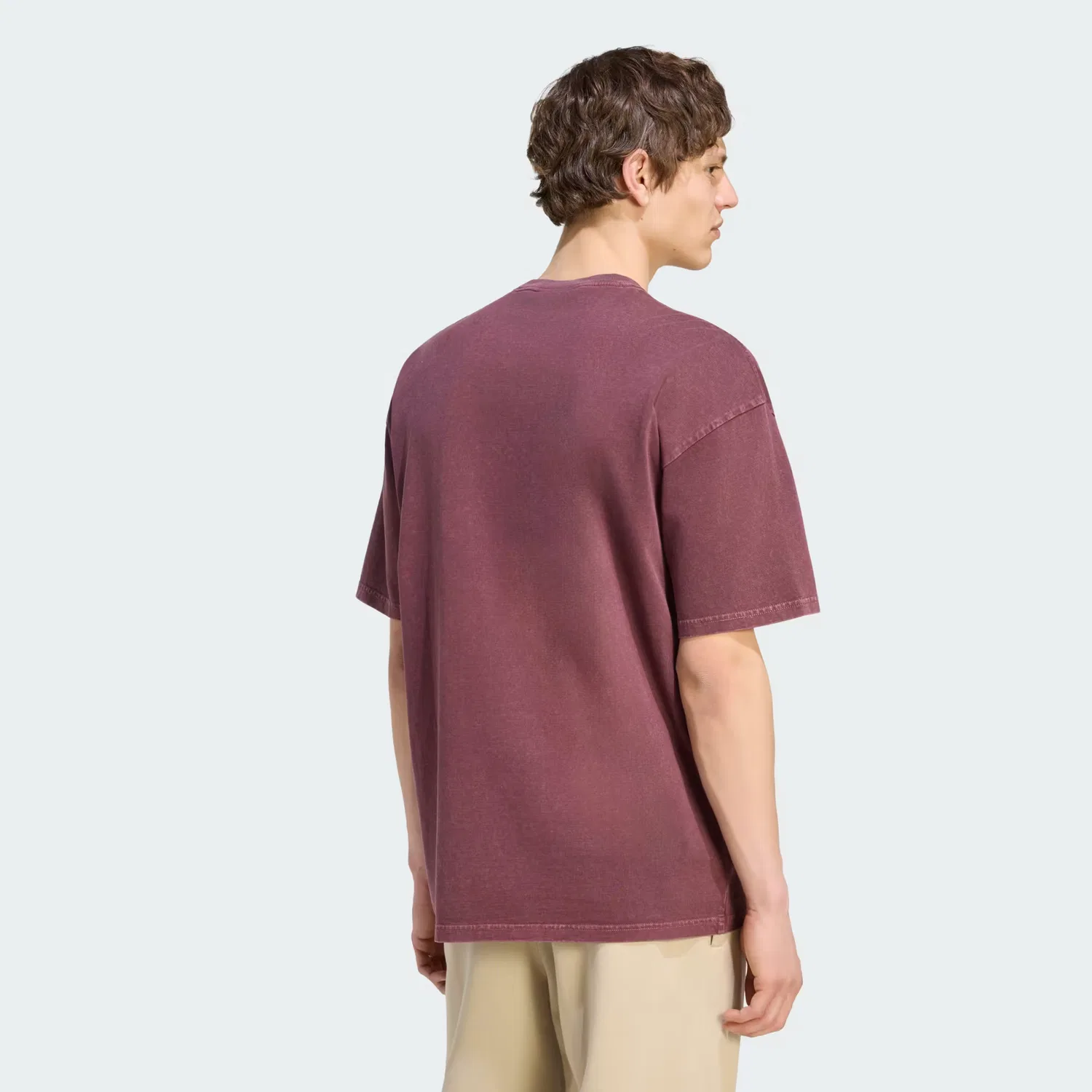 Мужская футболка свободного кроя Trefoil Essentials Adidas Originals, бордовый — фото 2