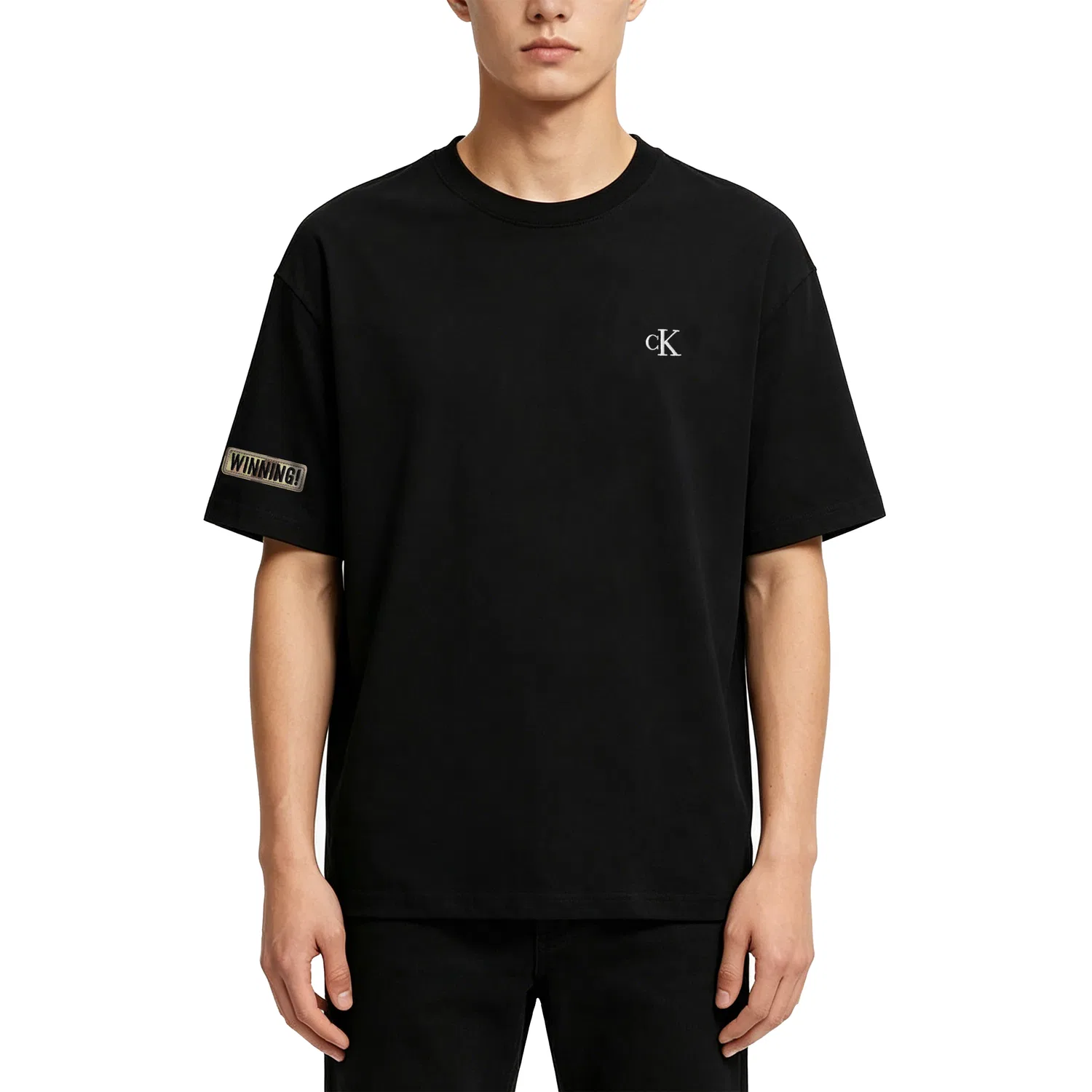 Футболка с круглым вырезом Straight Fit, Calvin Klein, Black — фото 4