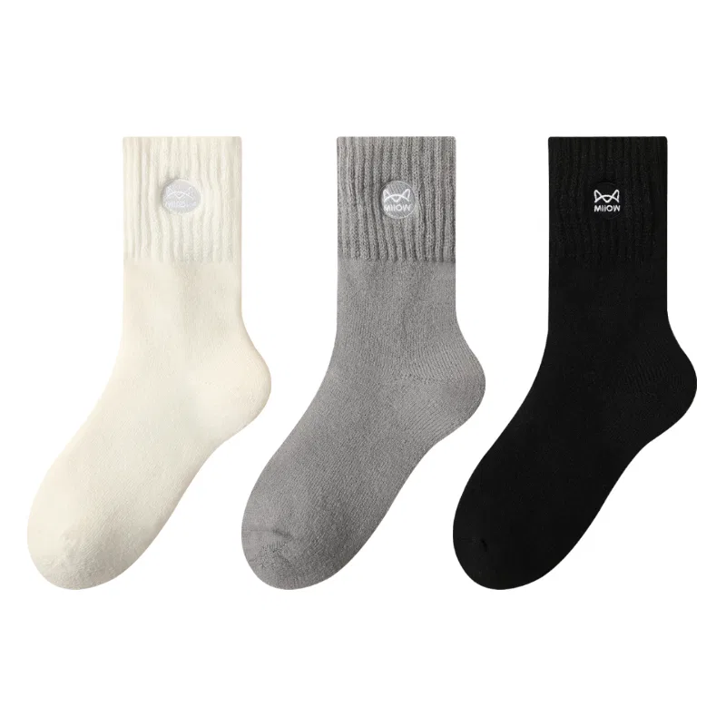 Детские носки до колена, комплект из 3 пар, Crew Socks Unisex Combo Set, MIIOW, Ecru, Light Gray, Black