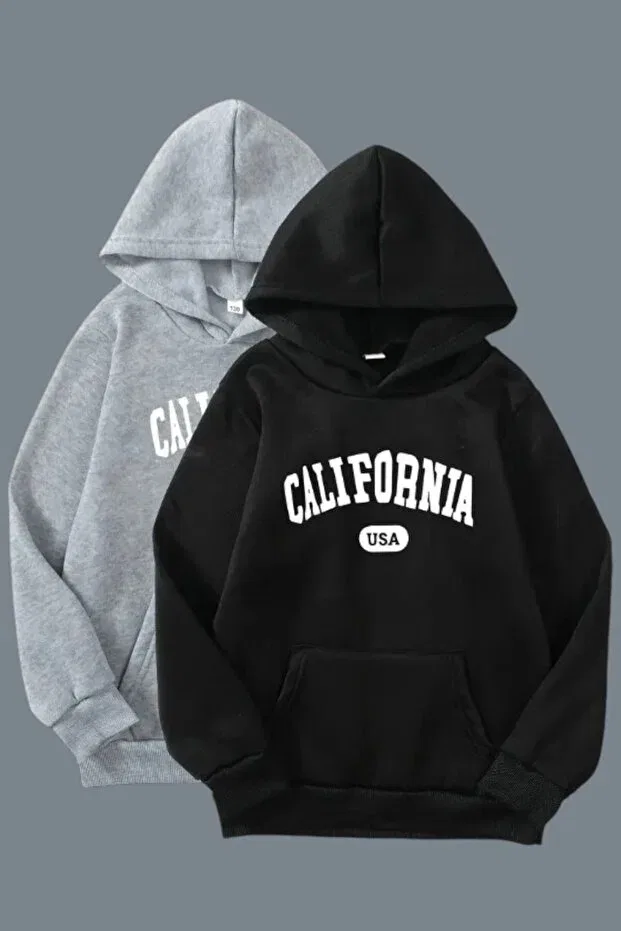 Детские свитшот для девочек с принтом California Unisex Children's Sweatshirt Merry Store, Black/Grey