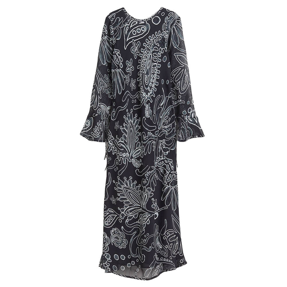 

Платье H&M Patterned Chiffon, черный/белый принт