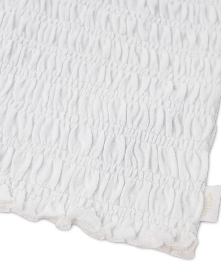 Топ с широкой горловиной и коротким рукавом Smocked Short-Sleeve Top abercrombie kids, Bright White — фото 4