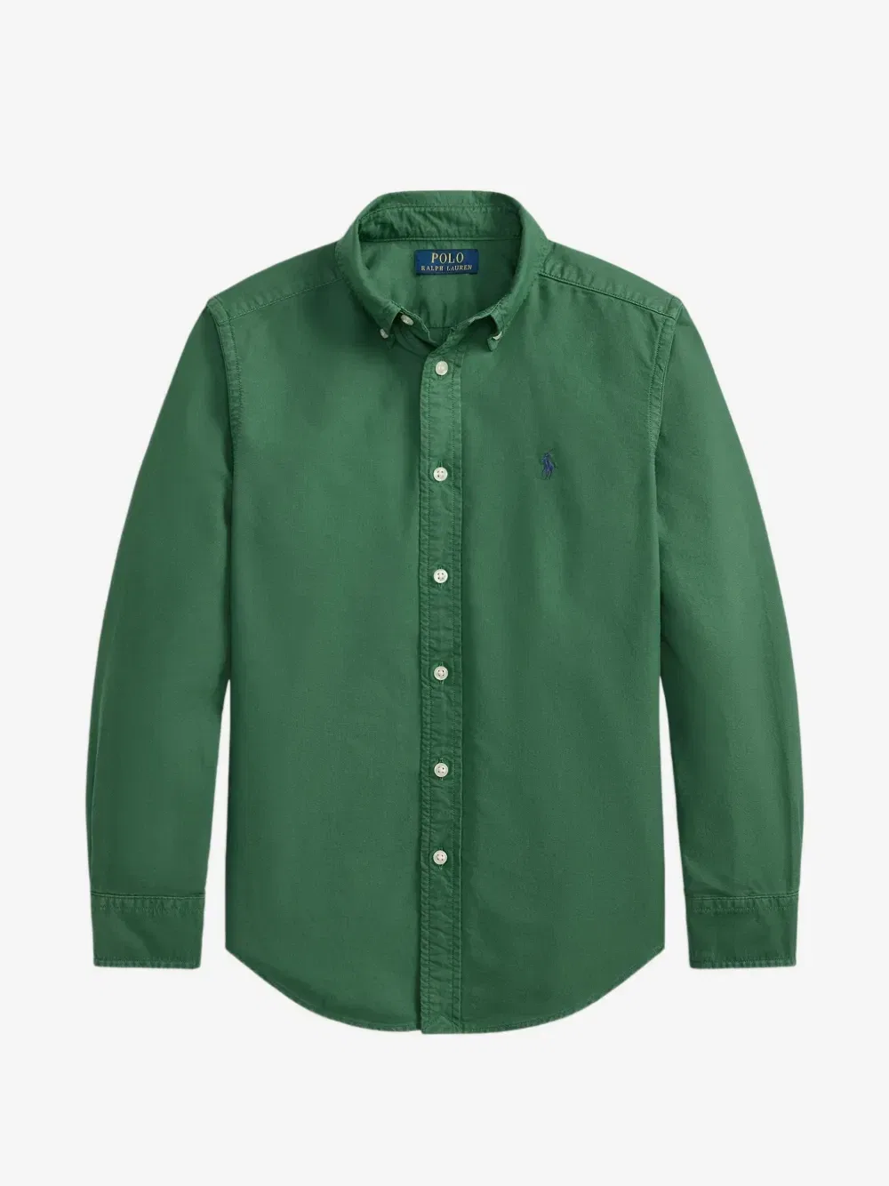 Окрашенная хлопковая оксфордская рубашка POLO RALPH LAUREN KIDS, зеленый