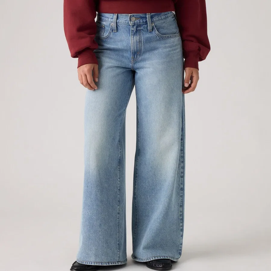 Джинсы LEVI'S Wide leg Jeans 'Middy' светло-голубого цвета — фото 2
