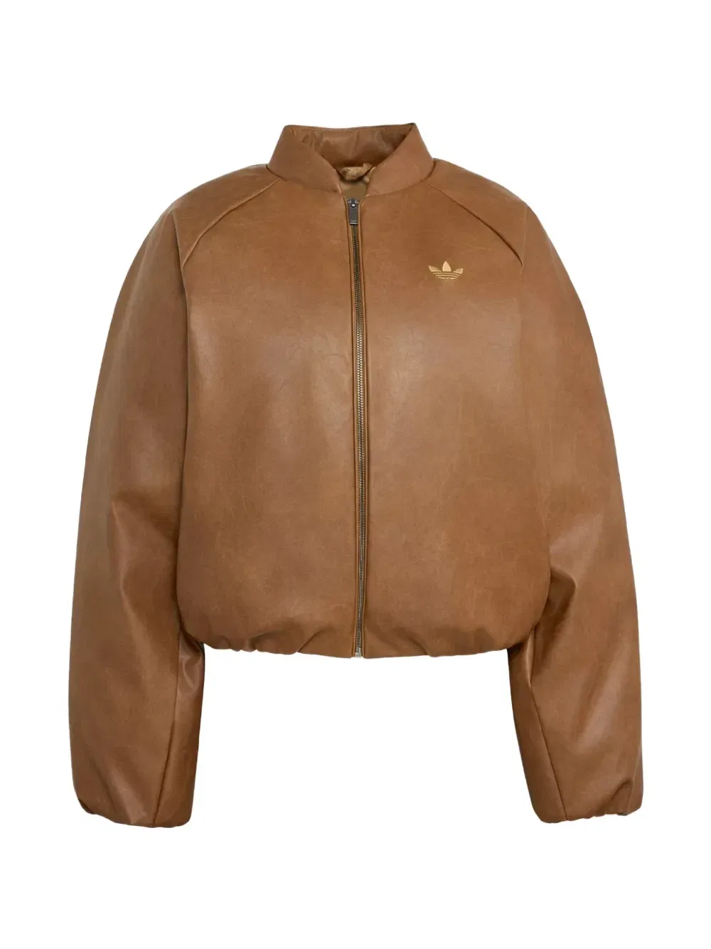 Укороченная куртка из искусственной кожи SST с вышитым логотипом Adidas, коричневый