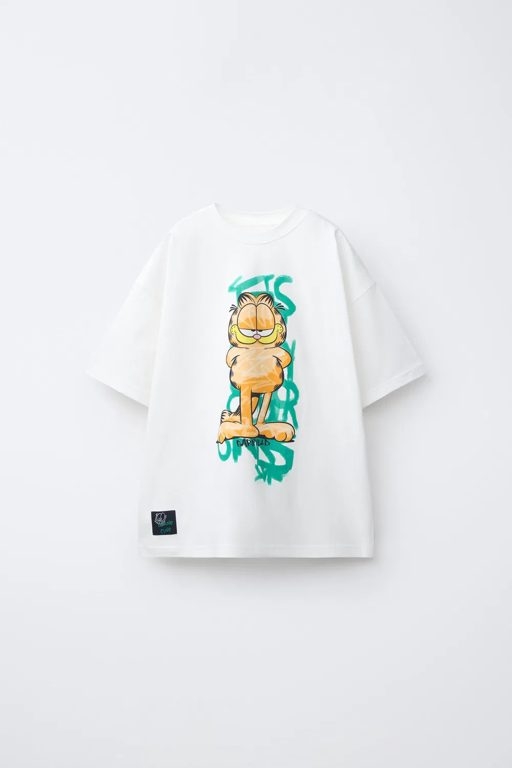 Футболка с граффити GARFIELD PAWS INC ZARA, Ecru