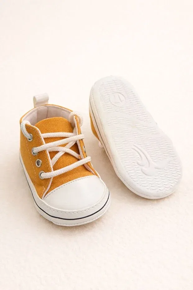 Детские туфли для девочек хлопковые Convers Baby First Step Shoes Minissa, Yellow — фото 4