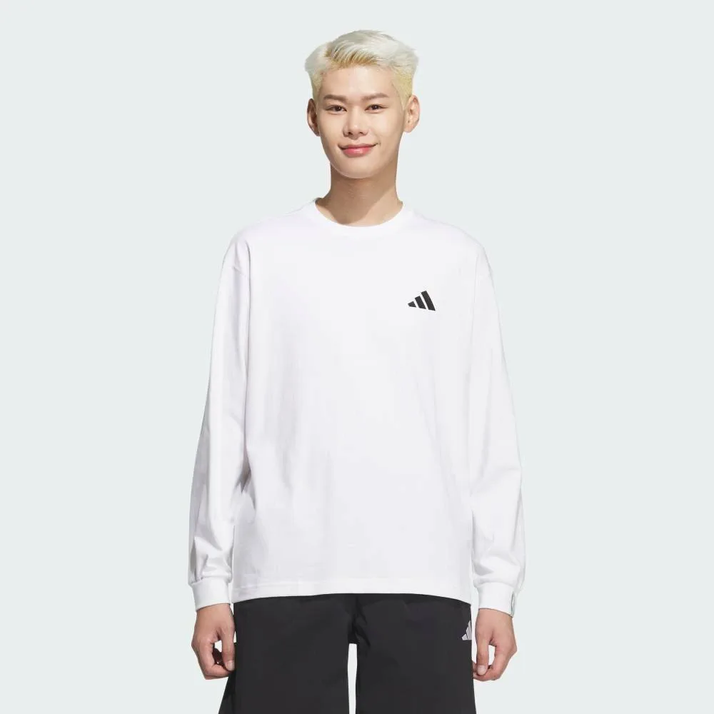 Футболка с длинным рукавом Essentials Plus свободного кроя с небольшим логотипом Adidas, white