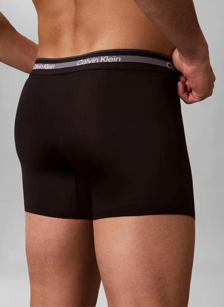 Боксеры-брифы дышащие, комплект из 3 штук, Icon Active Mesh, Calvin Klein, черный — фото 4