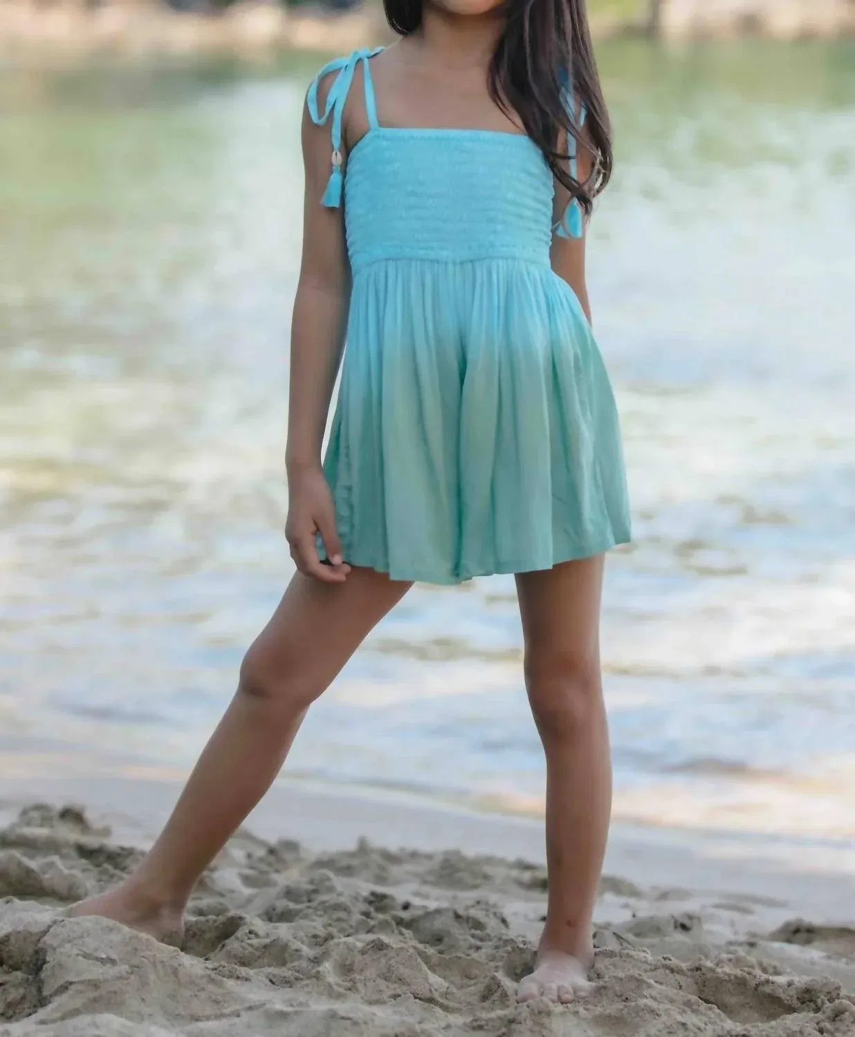 Детский боди-комбинезон для девочек с принтом Tiki Romper Tiare Hawaii, Pool Ombre