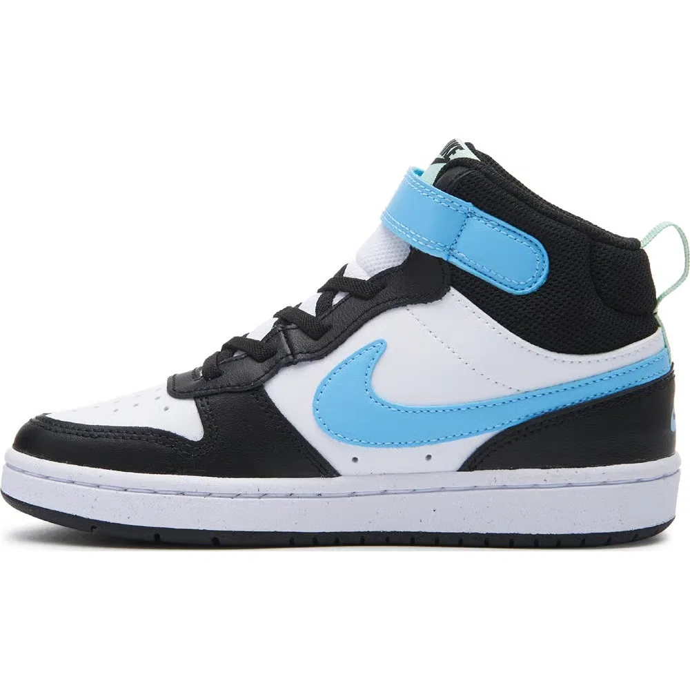 Детские высокие кроссовки Court Borough Mid 2 Nike, White/Black/Blue — фото 3