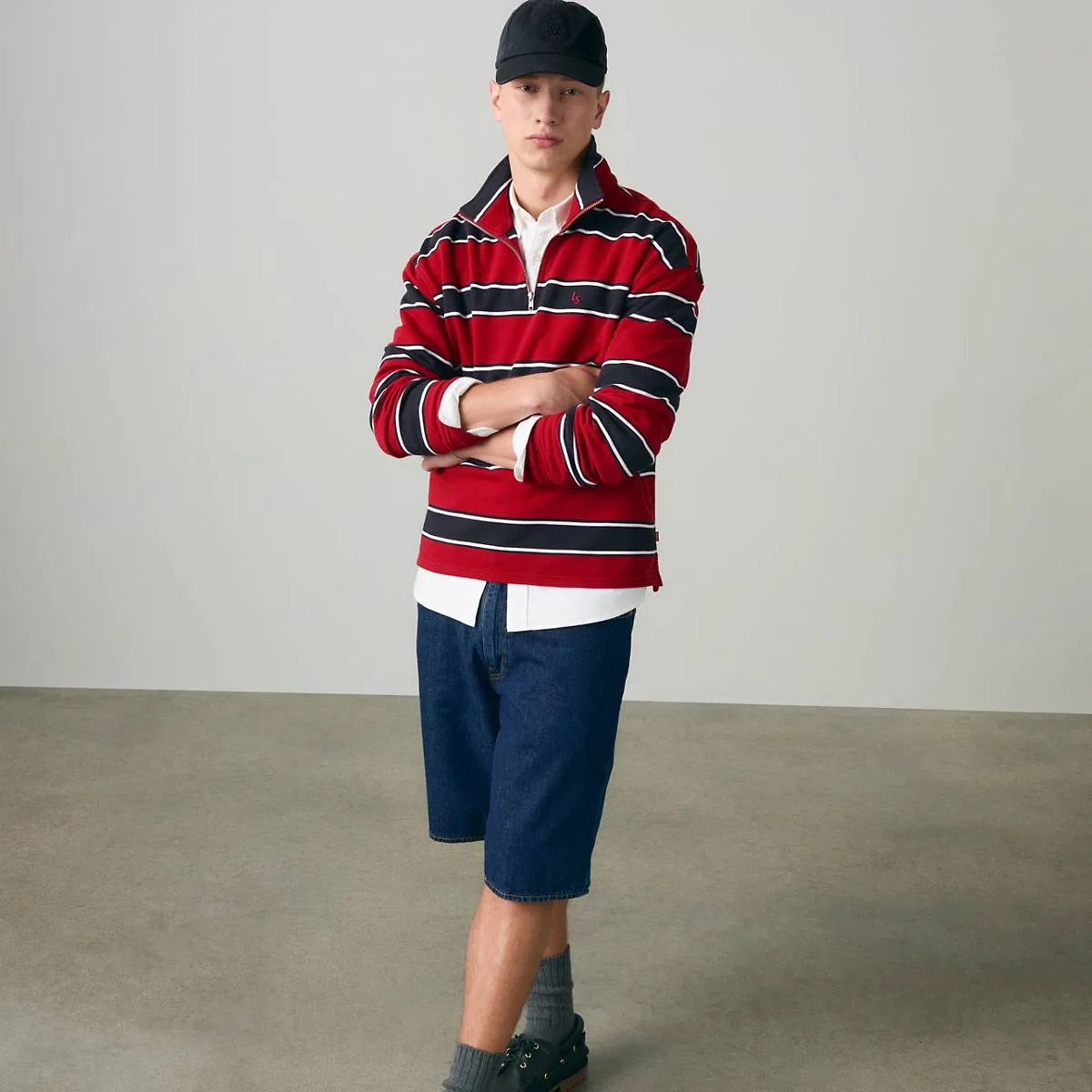 Толстовка Cameron с застежкой-молнией на четверть длины Levi's, Hamersley Stripe Emboldened - Red — фото 2