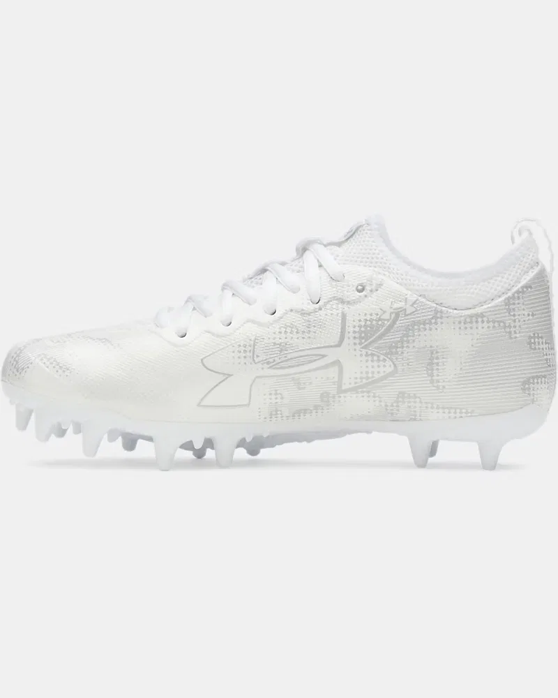 Детские шиповки для лакросса легкие дышащие на подошве TPU UA Blur Select Lax Jr. UnderArmour, White/Metallic Silver — фото 2