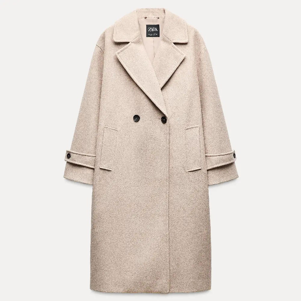 

Пальто Zara Soft Oversize Coat, бежевый