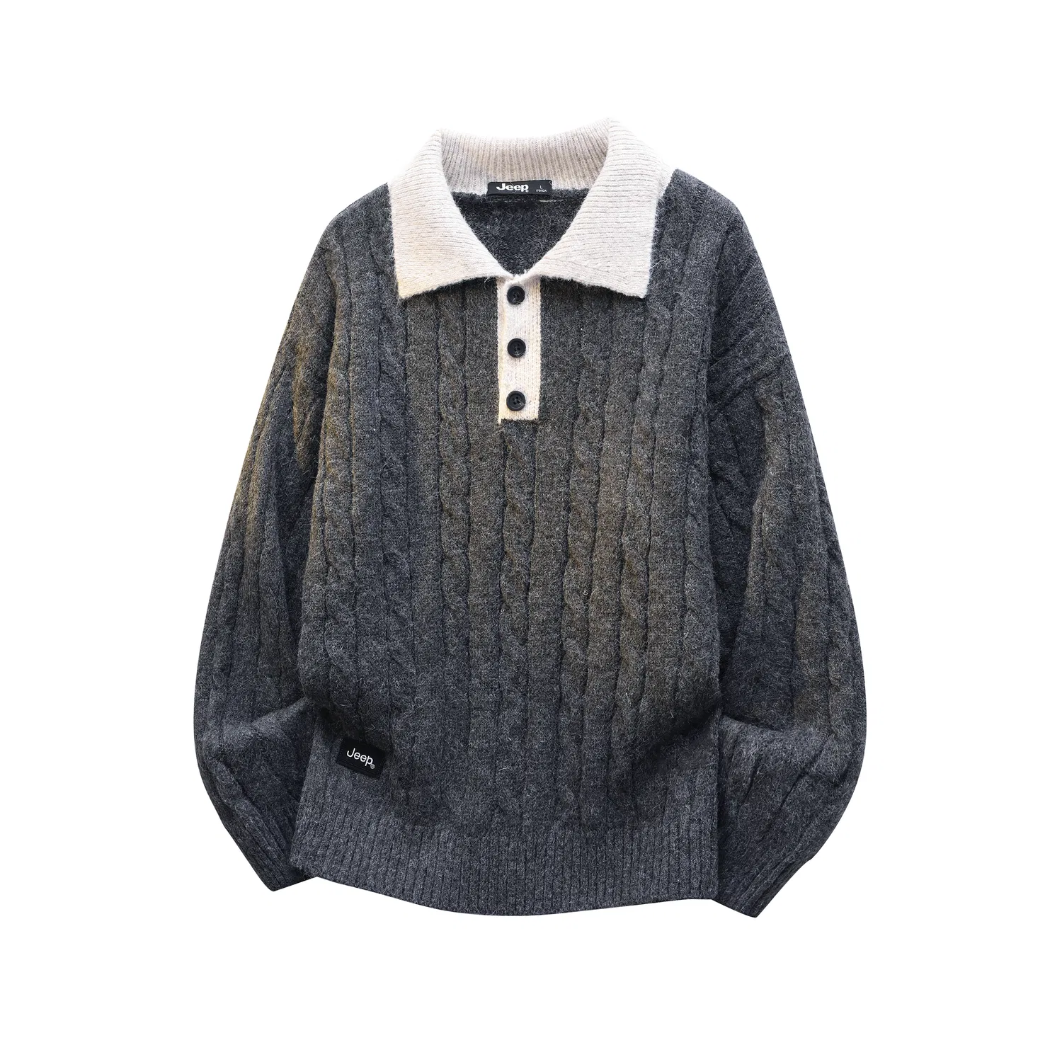 Детский свитер унисекс с поло-воротником Jeep Leisure Collection, Dark Gray