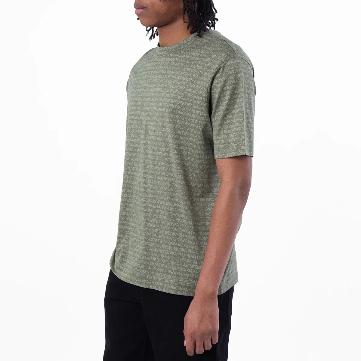 Футболка с жаккардовым принтом All-Over Jacquard ASV Jersey Emporio Armani, Jacquard Logo Green — фото 2