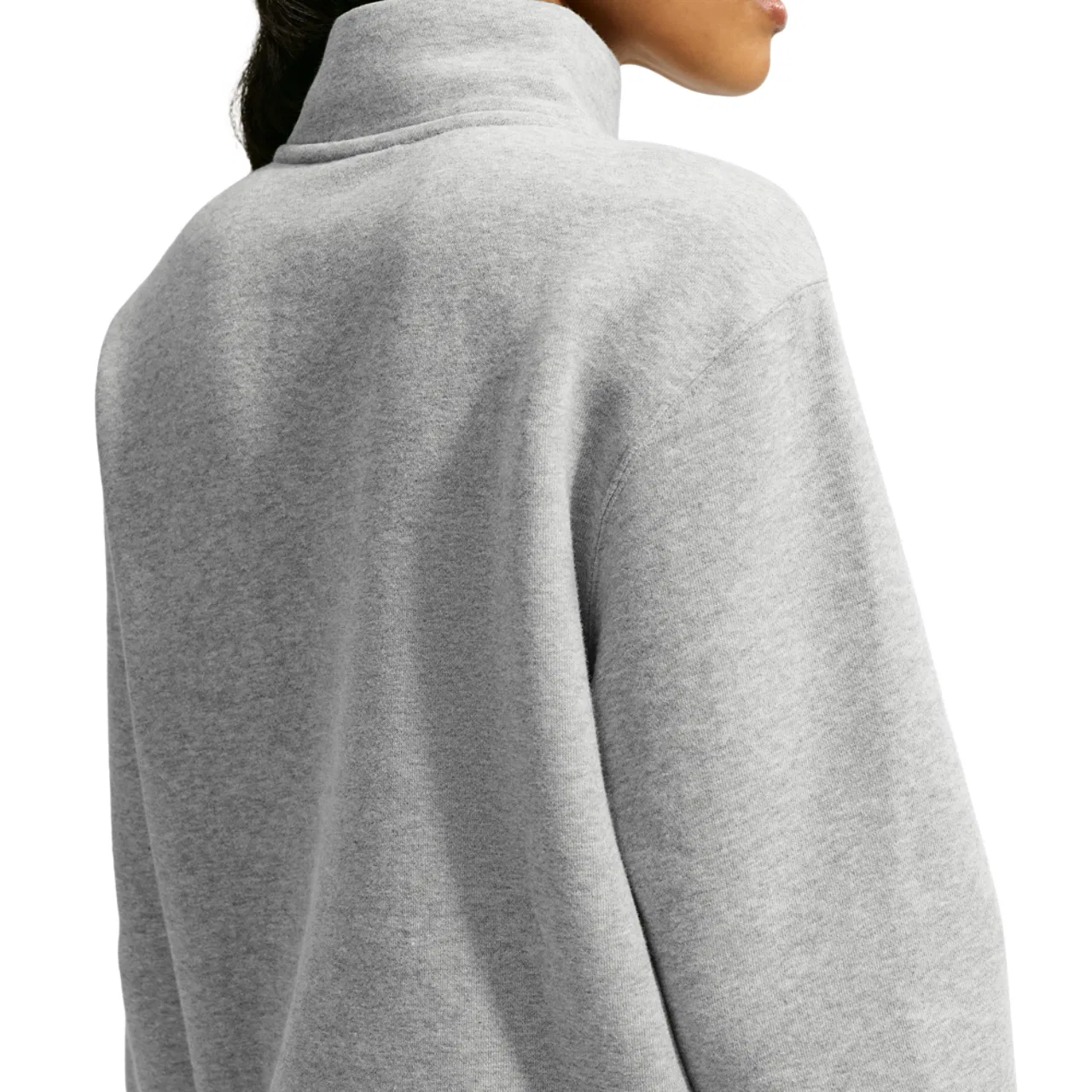 Женский флисовый свитшот на молнии с вышитым логотипом Studio Fleece Midweight Quarter Zip Nike, Dark Grey Heather/Sail — фото 2