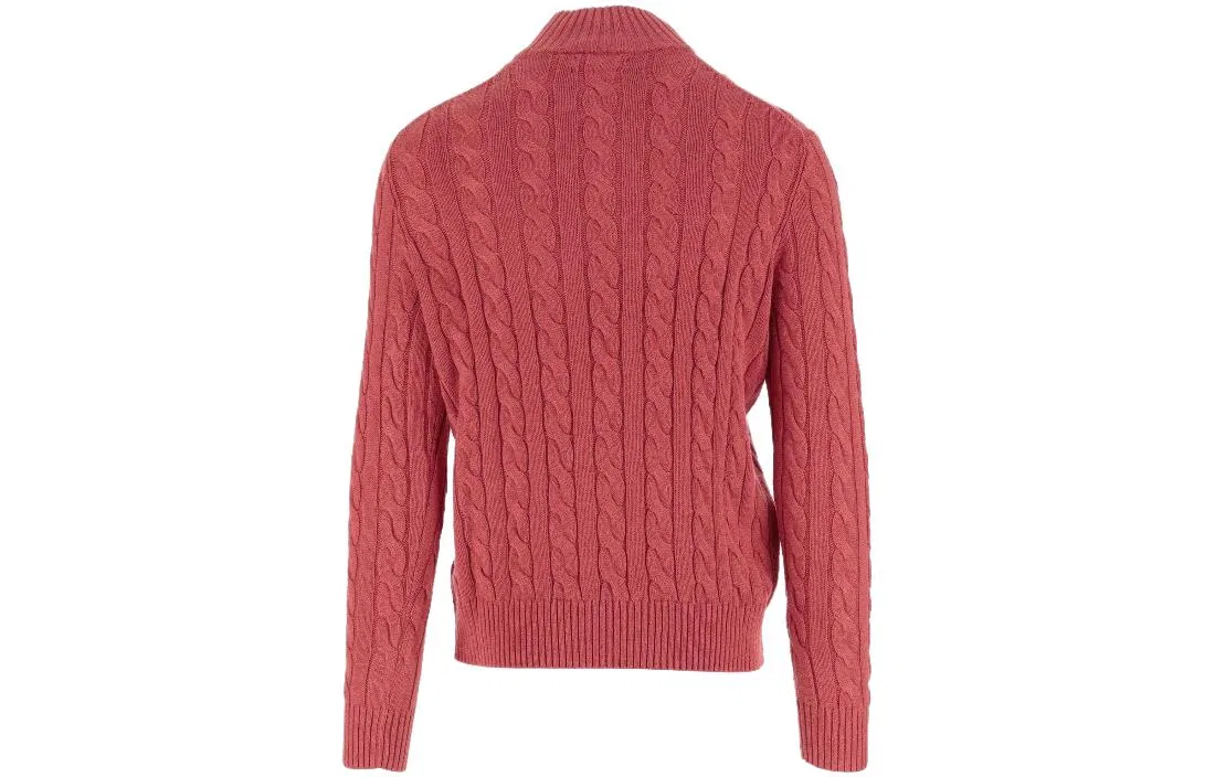 Мужской свитер с узором косичка Polo Pony, Ralph Lauren, Red — фото 3