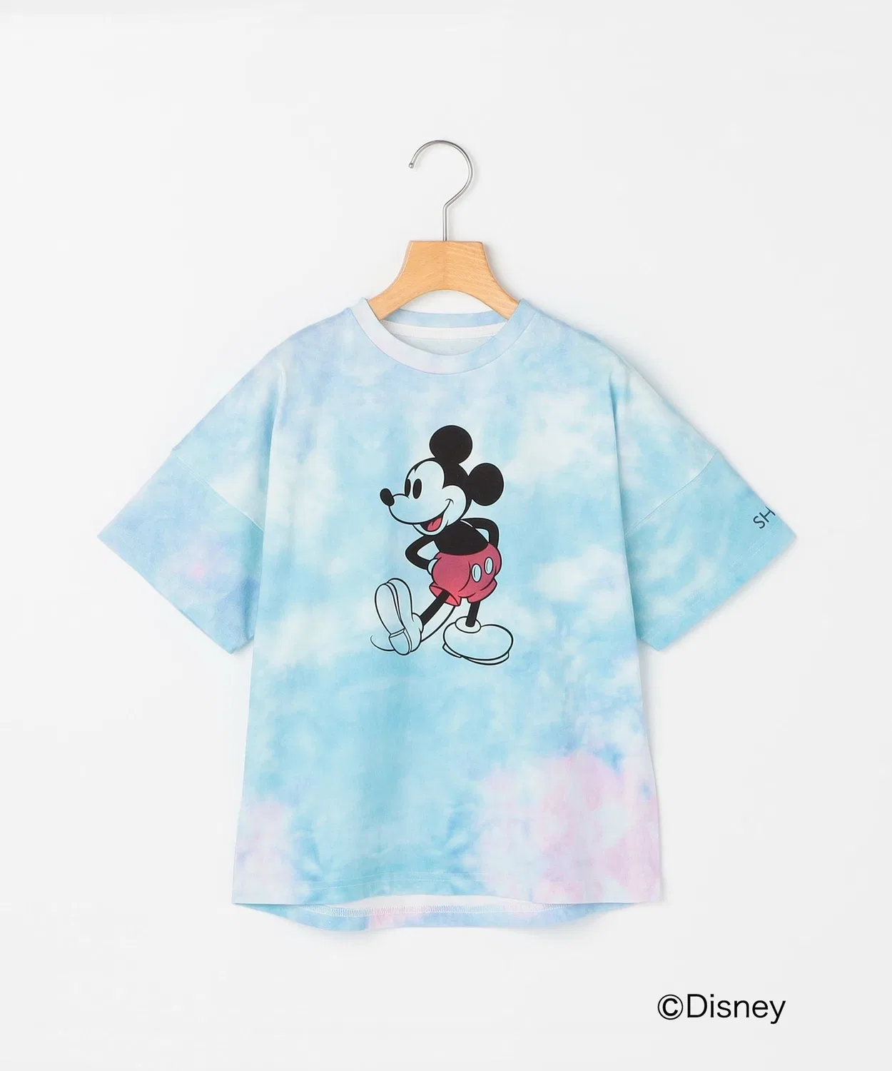 Детская футболка с принтом Микки Мауса, ти-дай, модель Mickey Mouse Print Tie-Dye T-Shirt SHIPS, Light Blue