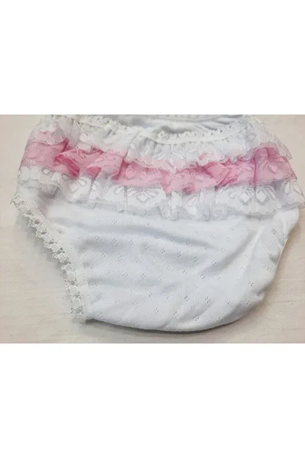 Детские трусы для девочек кружевные Sundan akyüz lace Berkay, White Pink — фото 3