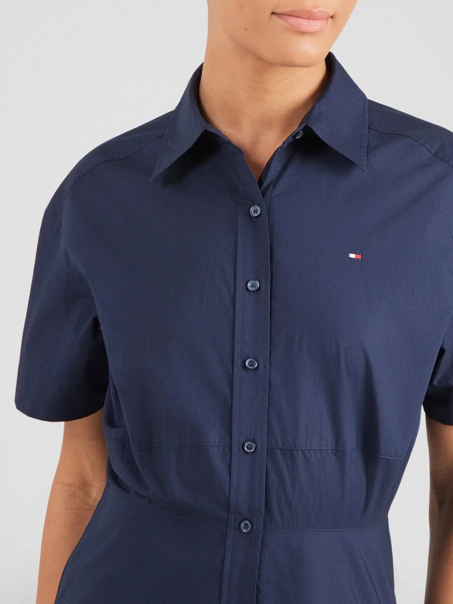 Платье-рубашка TOMMY HILFIGER 'Fit And Flare Midi', темно-синее — фото 2