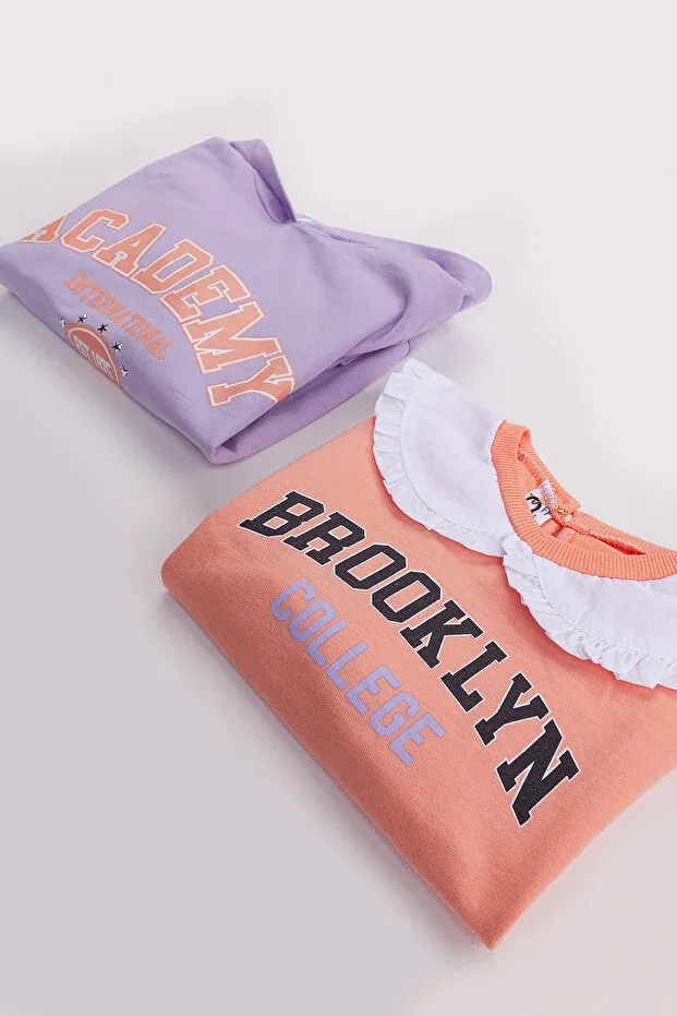 Детский комплект свитшотов для девочек с длинным рукавом Basic Harika Kids, Orange — фото 2