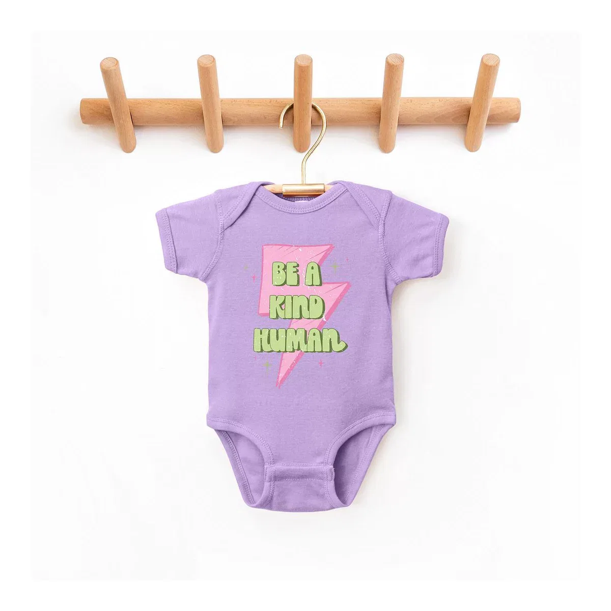 Детское боди для девочек с коротким рукавом Be A Kind Human Lightning Bolt The Juniper Shop, Lavender