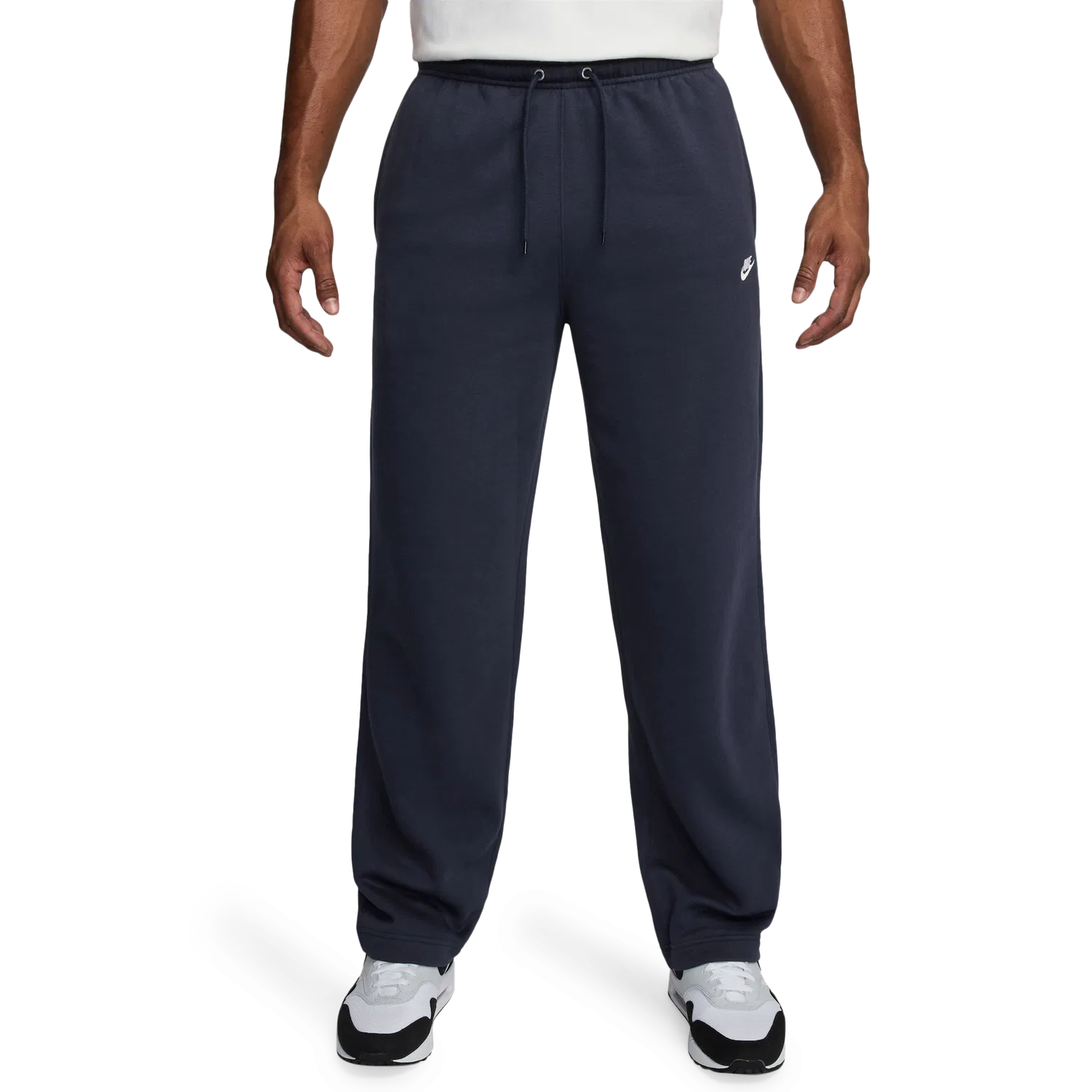 Мужские брюки с открытым низом Club Open Hem Pants Nike, Obsidian/White — фото 4