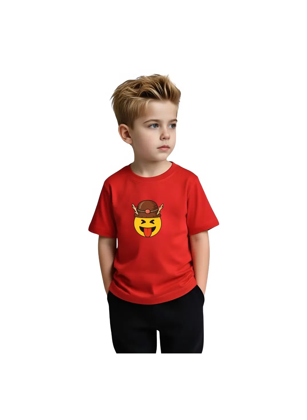 Футболка с принтом эмодзи для мальчиков Printshop4Me, красный — фото 3
