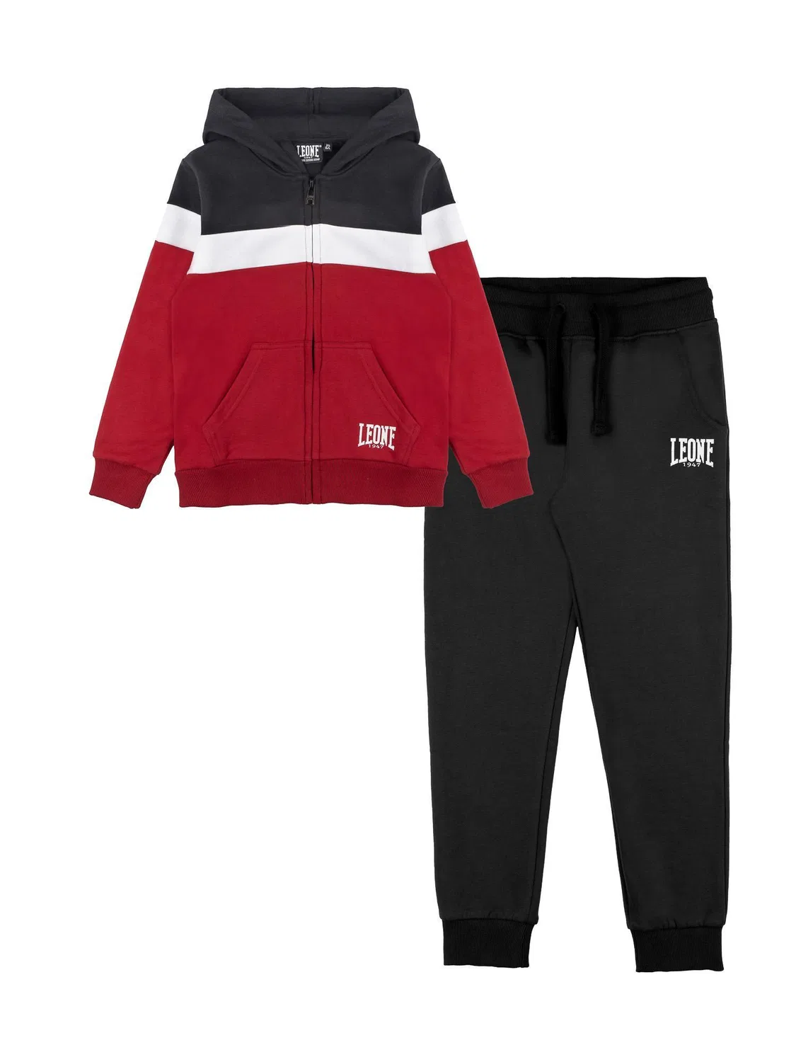 Детский спортивный костюм с капюшоном Color Block Leone 1947 Apparel, Schwarz